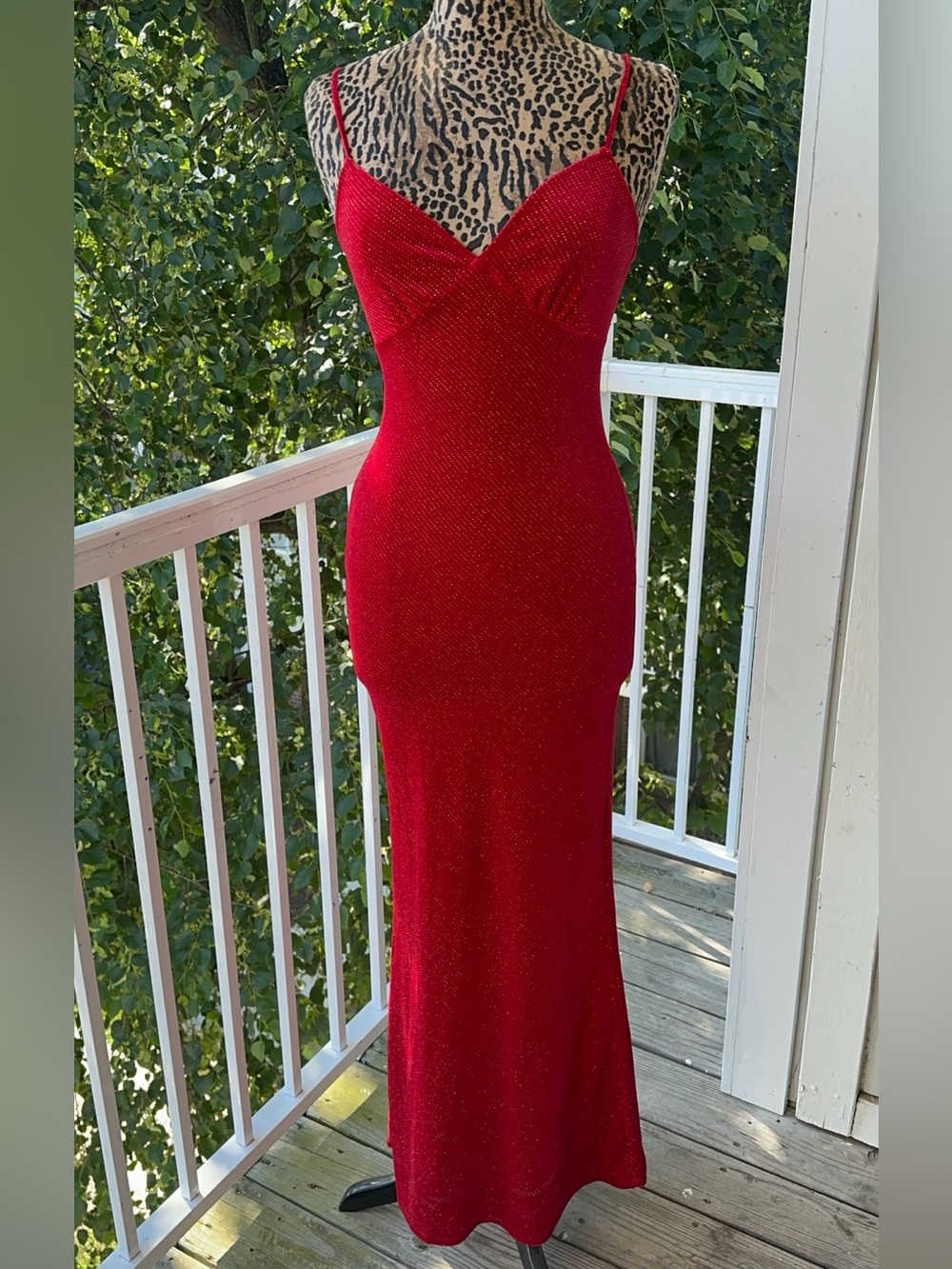 Forever 21 Red Sparkle Spaghetti-Strap Maxi Dress